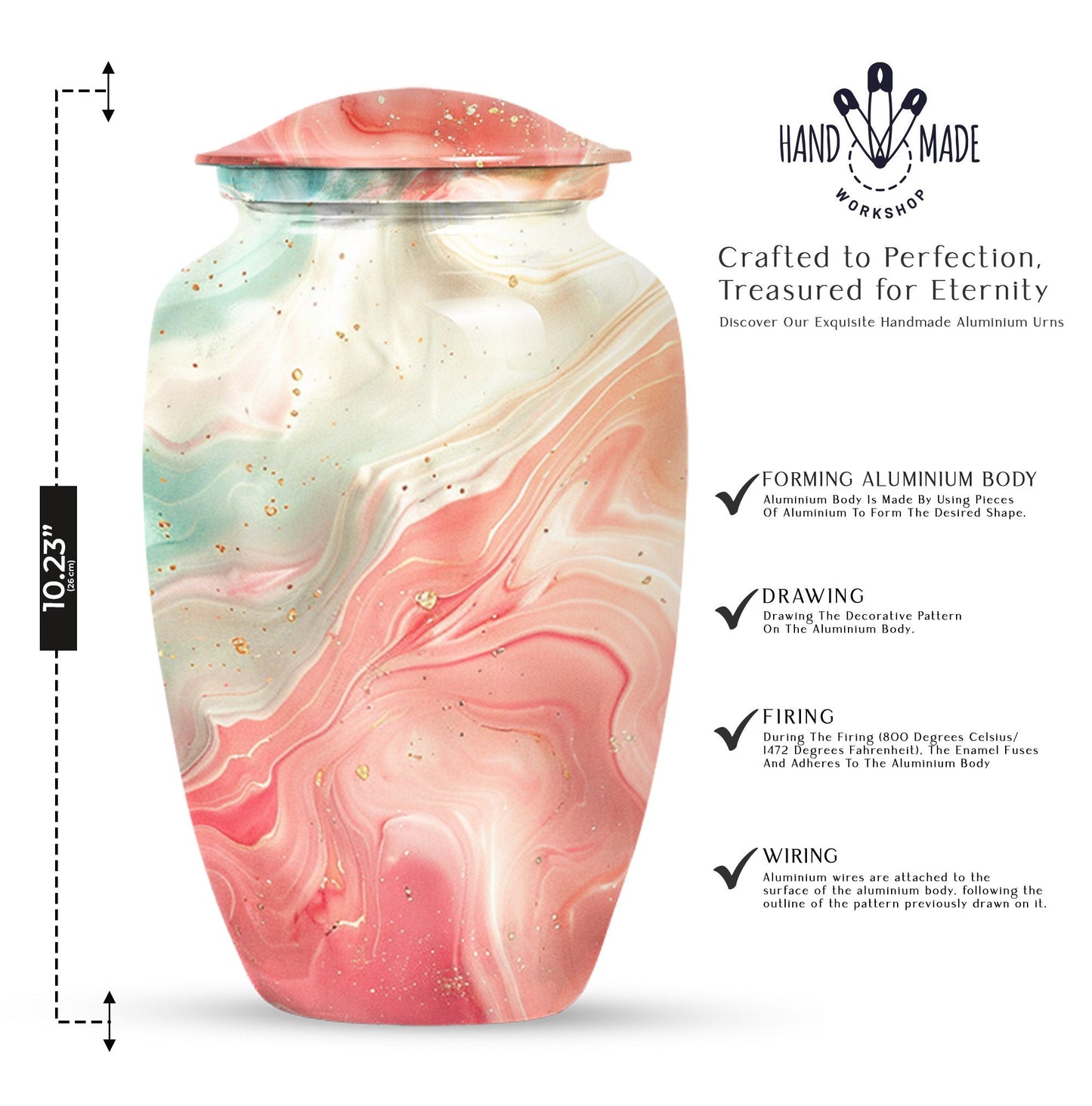 Vibrant Swirl Urn, classic design funeral urn, personalized