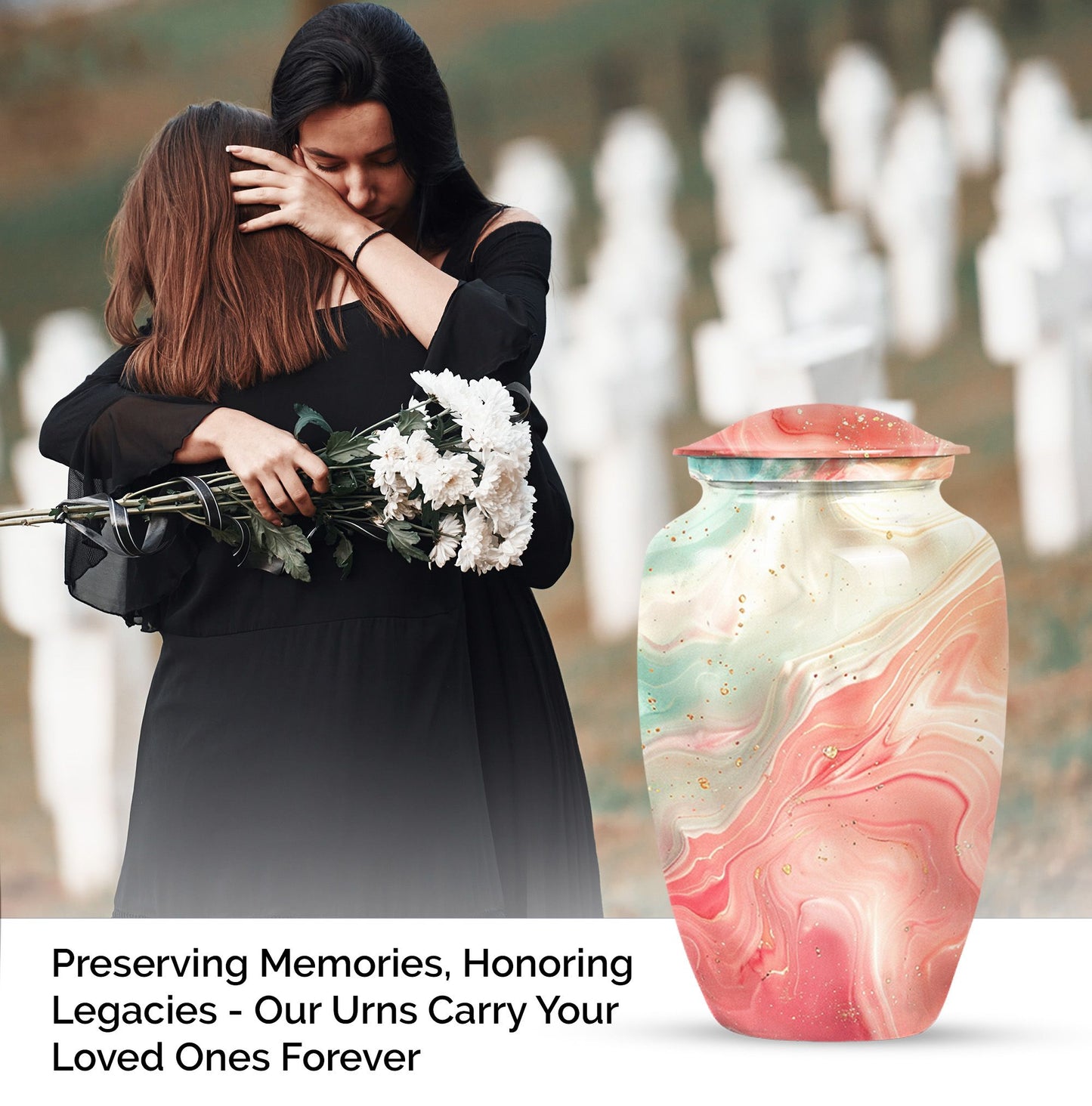 Vibrant Swirl Urn, classic design funeral urn, personalized