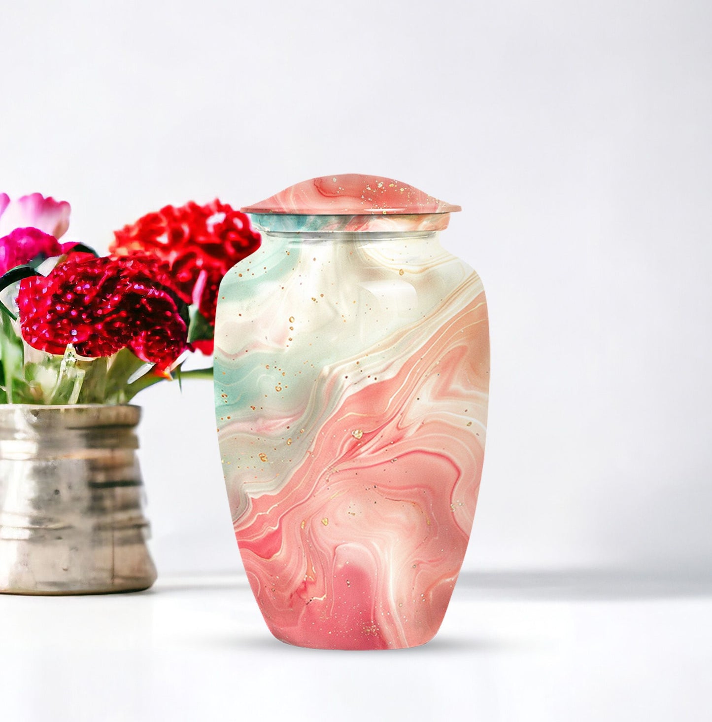 Vibrant Swirl Urn, classic design funeral urn, personalized