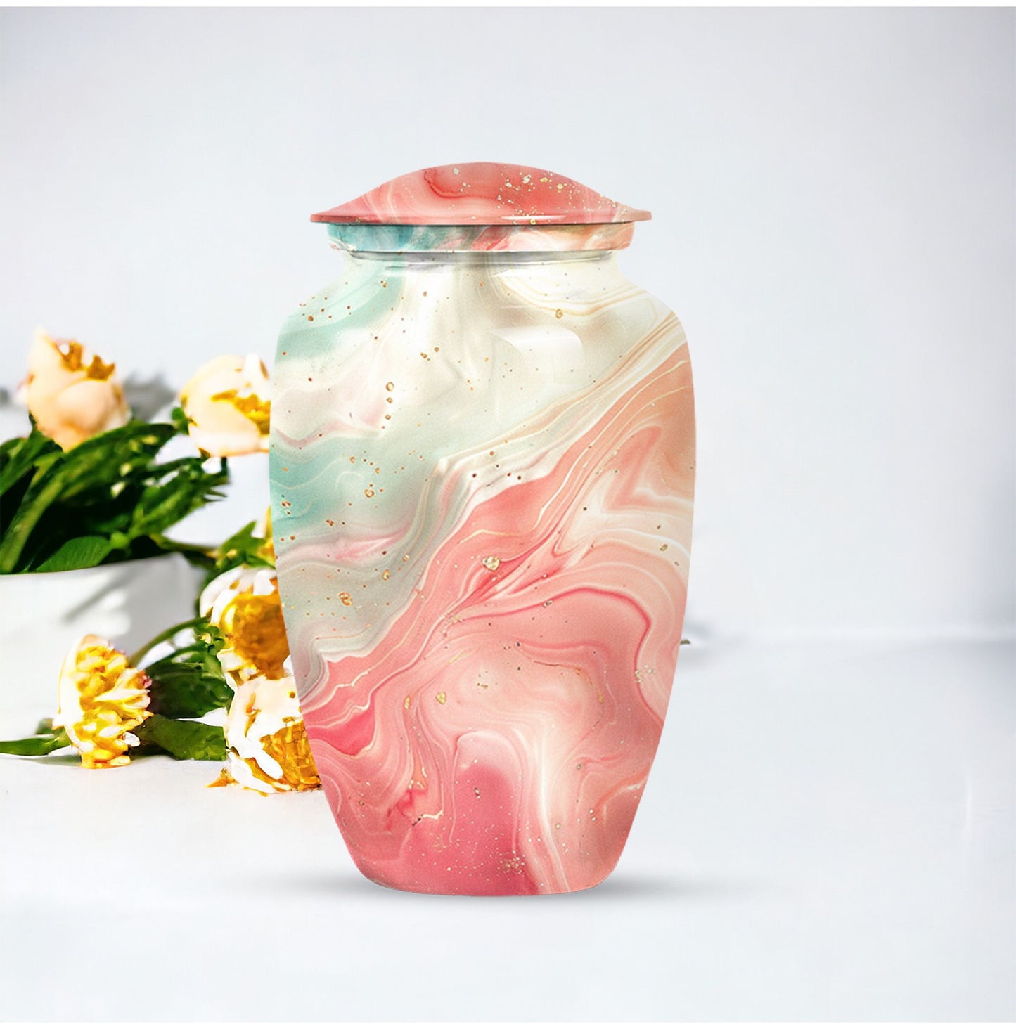 Vibrant Swirl Urn, classic design funeral urn, personalized