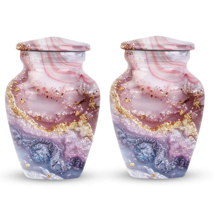 10-inch Vibrant Swirl urn made of aluminum for men's ashes, personalizable with engraved names