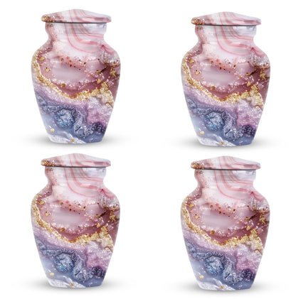 10-inch Vibrant Swirl urn made of aluminum for men's ashes, personalizable with engraved names