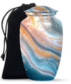 Vibrant Swirl Urn, 10-inch aluminium artistic cremation urn with capacity for 200 cubic inches of ashes