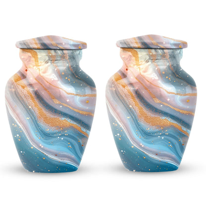 Vibrant Swirl Urn, 10-inch aluminium artistic cremation urn with capacity for 200 cubic inches of ashes