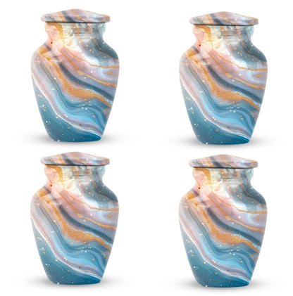 Vibrant Swirl Urn, 10-inch aluminium artistic cremation urn with capacity for 200 cubic inches of ashes