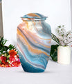 Vibrant Swirl Urn, 10-inch aluminium artistic cremation urn with capacity for 200 cubic inches of ashes