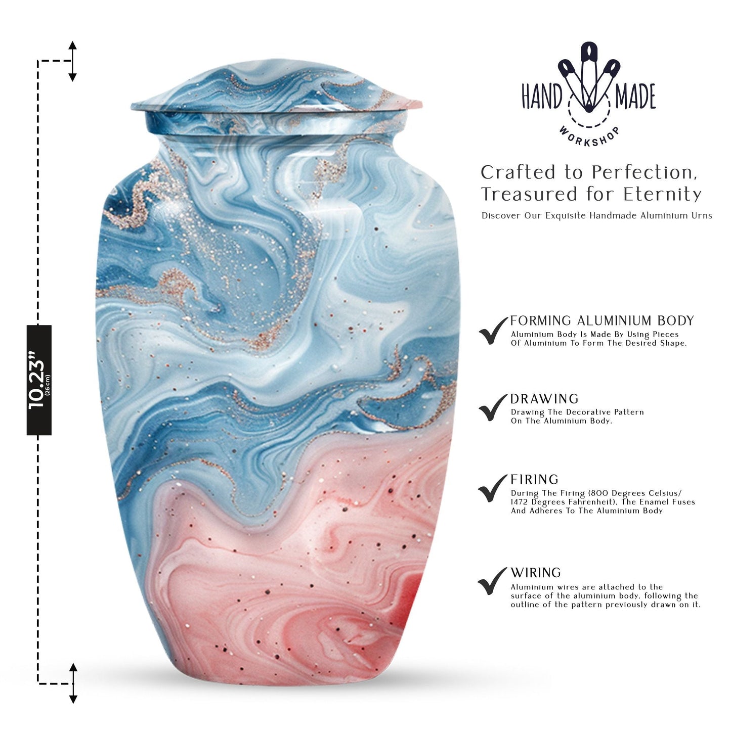 Personalized Winter Cremation Urn for Human Ashes - 10-inch, 200 cu in - Yatskia