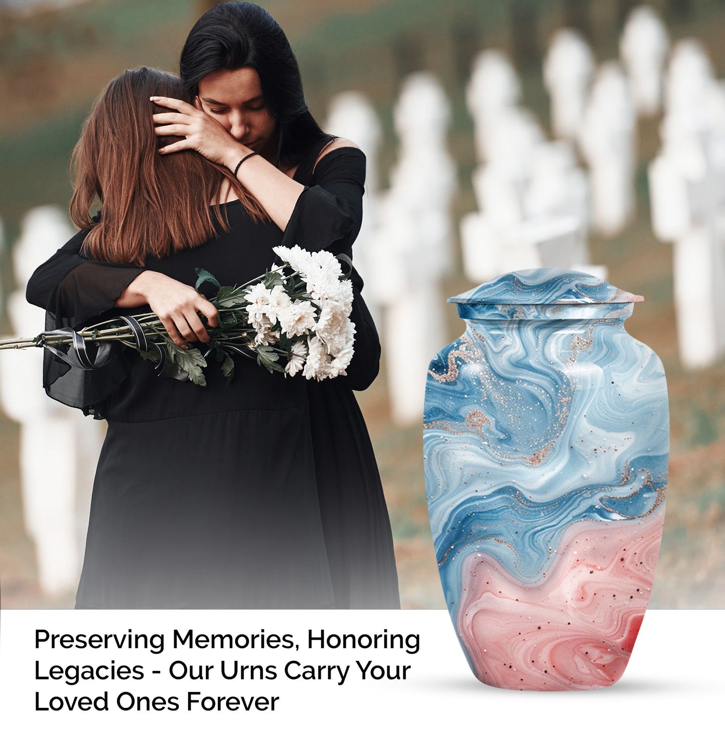 abstract memorial forever urn, adult human ashes