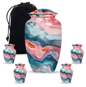 10 inch large Urn with 4 Keepsake 3 Inch Urns