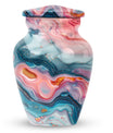 10-inch abstract aluminum cremation urn for dad, with personalization options.