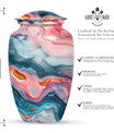 10-inch abstract aluminum cremation urn for dad, with personalization options.