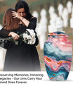 10-inch abstract aluminum cremation urn for dad, with personalization options.