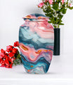 10-inch abstract aluminum cremation urn for dad, with personalization options.