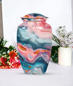 10-inch abstract aluminum cremation urn for dad, with personalization options.
