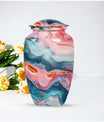 10-inch abstract aluminum cremation urn for dad, with personalization options.