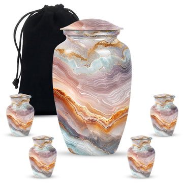10 inch large Urn with 4 Keepsake 3 Inch Urns
