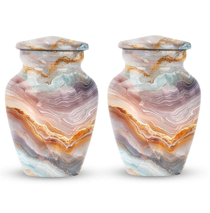 Classic abstract aluminium urn for burial and cremation