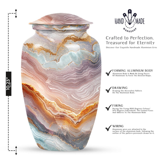 Classic abstract aluminium urn for burial and cremation