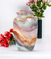 Classic abstract aluminium urn for burial and cremation