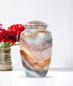 Classic abstract aluminium urn for burial and cremation
