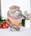 Classic abstract aluminium urn for burial and cremation