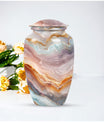 Classic abstract aluminium urn for burial and cremation