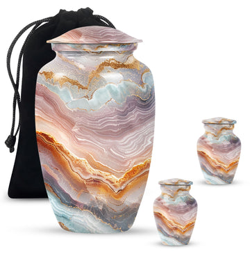 10 inch large Urn with 2 Keepsake 3 Inch Urns