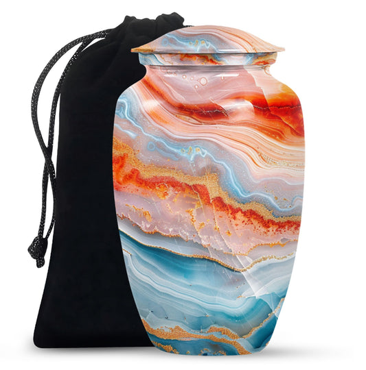 Abstract Urn in Aluminium, large memorial urn for ashes
