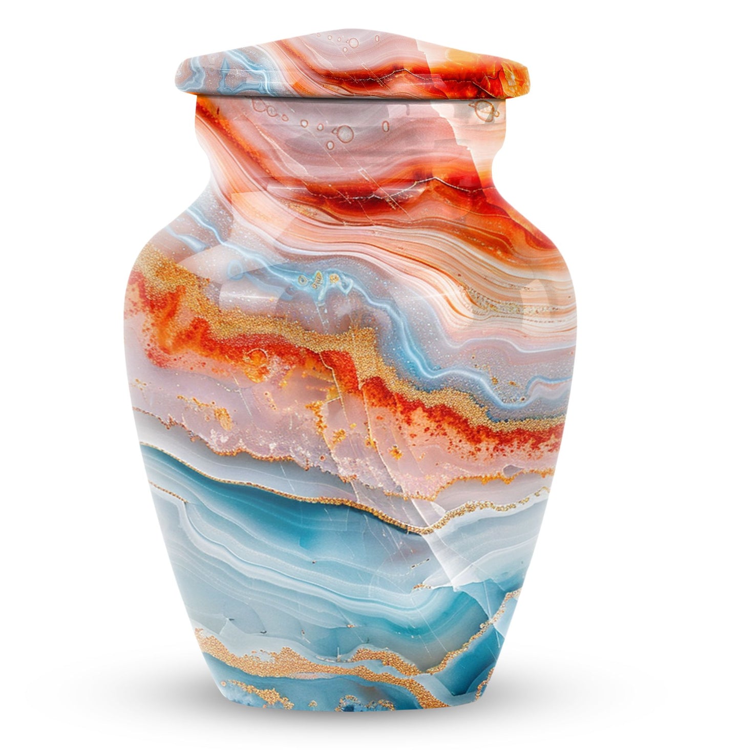 Abstract Urn in Aluminium, large memorial urn for ashes