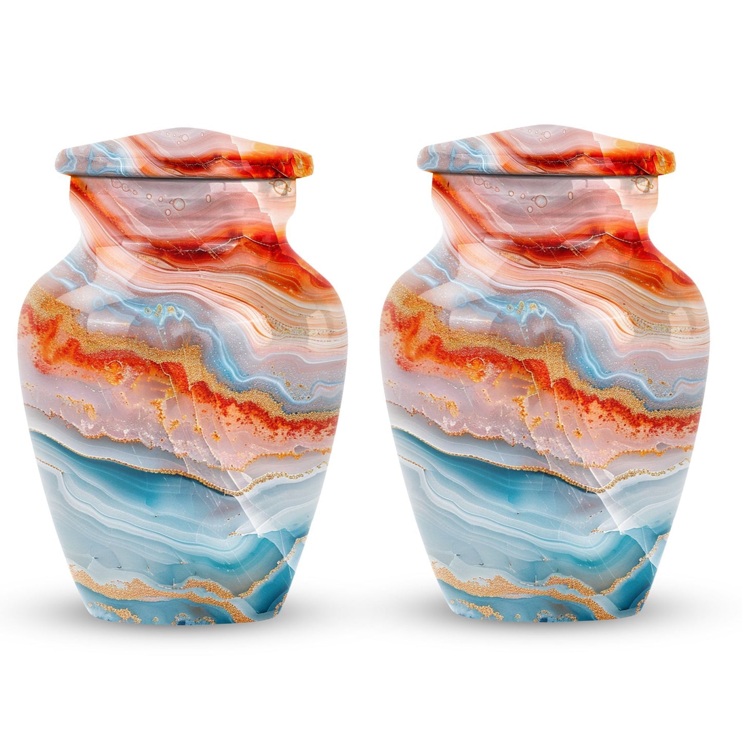Abstract Urn in Aluminium, large memorial urn for ashes