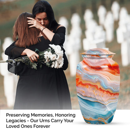 Abstract Urn in Aluminium, large memorial urn for ashes