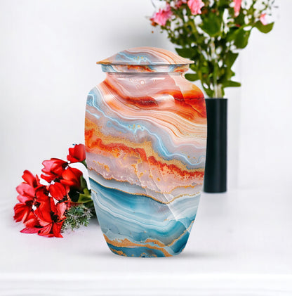 Abstract Urn in Aluminium, large memorial urn for ashes