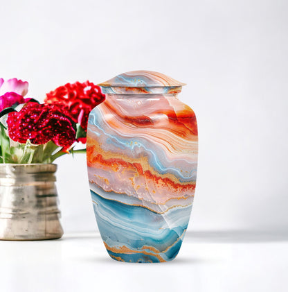 Abstract Urn in Aluminium, large memorial urn for ashes