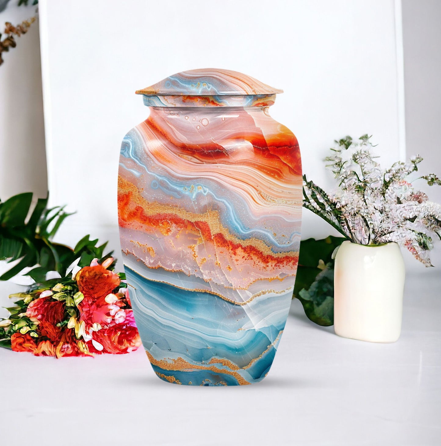 Abstract Urn in Aluminium, large memorial urn for ashes