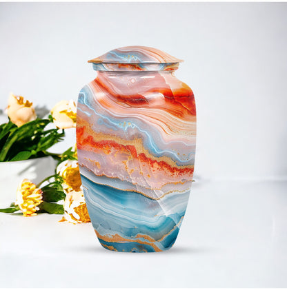 Abstract Urn in Aluminium, large memorial urn for ashes
