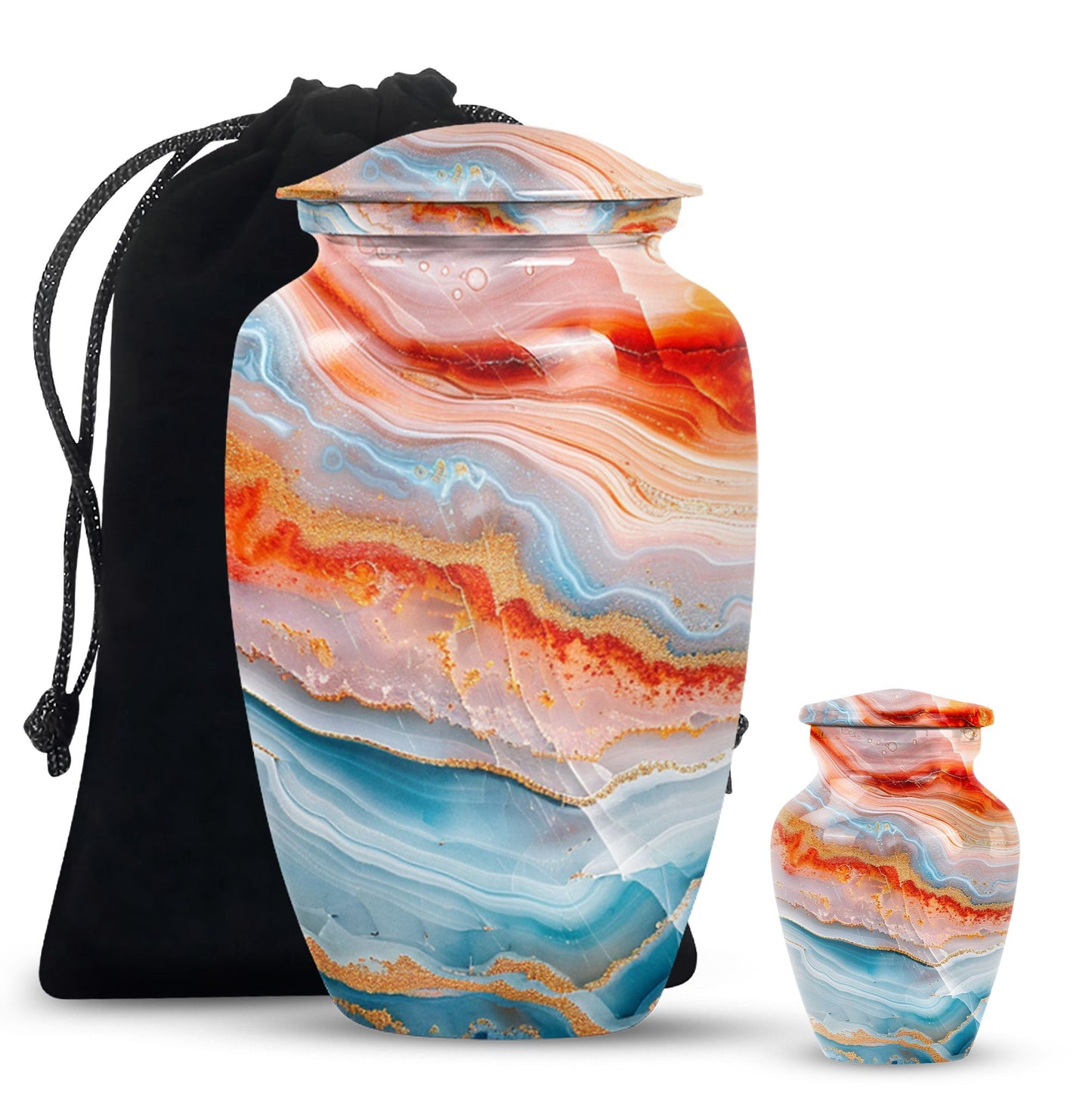 Abstract Urn in Aluminium, large memorial urn for ashes