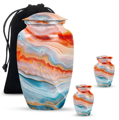 Abstract Urn in Aluminium, large memorial urn for ashes