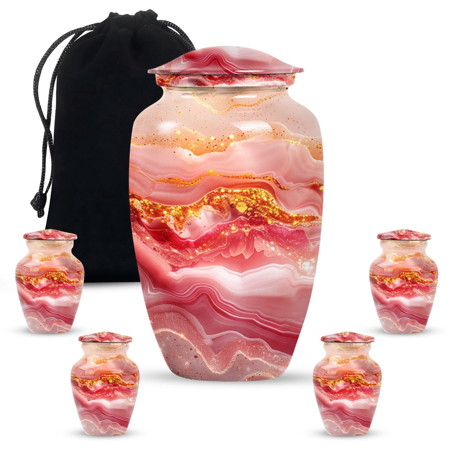 Abstract  aluminium classic urn for adult ashes.