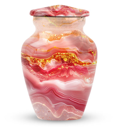 Abstract  aluminium classic urn for adult ashes.