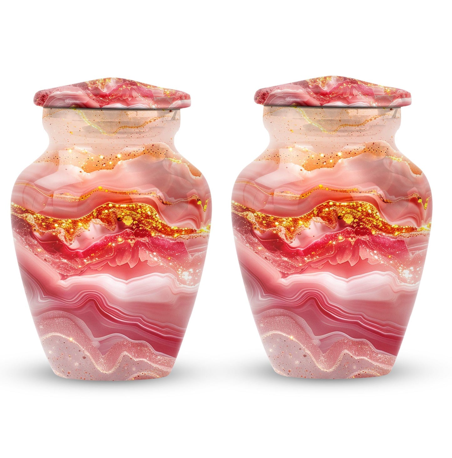 Abstract  aluminium classic urn for adult ashes.