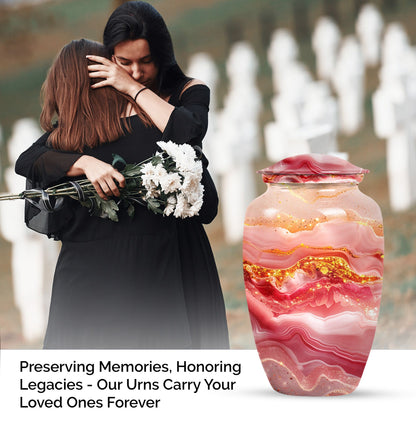 Abstract  aluminium classic urn for adult ashes.