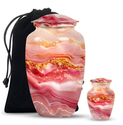 Abstract  aluminium classic urn for adult ashes.