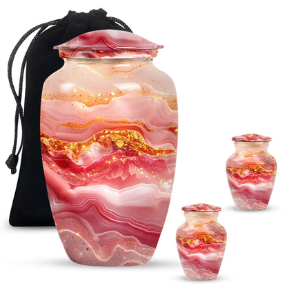 Abstract  aluminium classic urn for adult ashes.