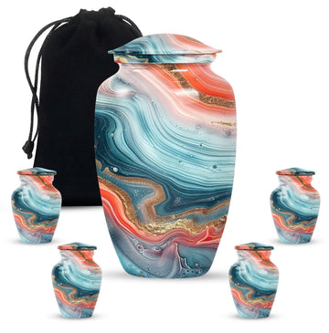 10 inch large Urn with 4 Keepsake 3 Inch Urns