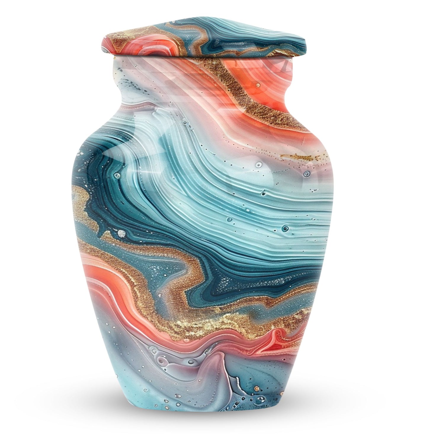 Abstract classic memorial urn for adult ashes with personalized engraving