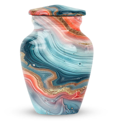 Abstract classic memorial urn for adult ashes with personalized engraving