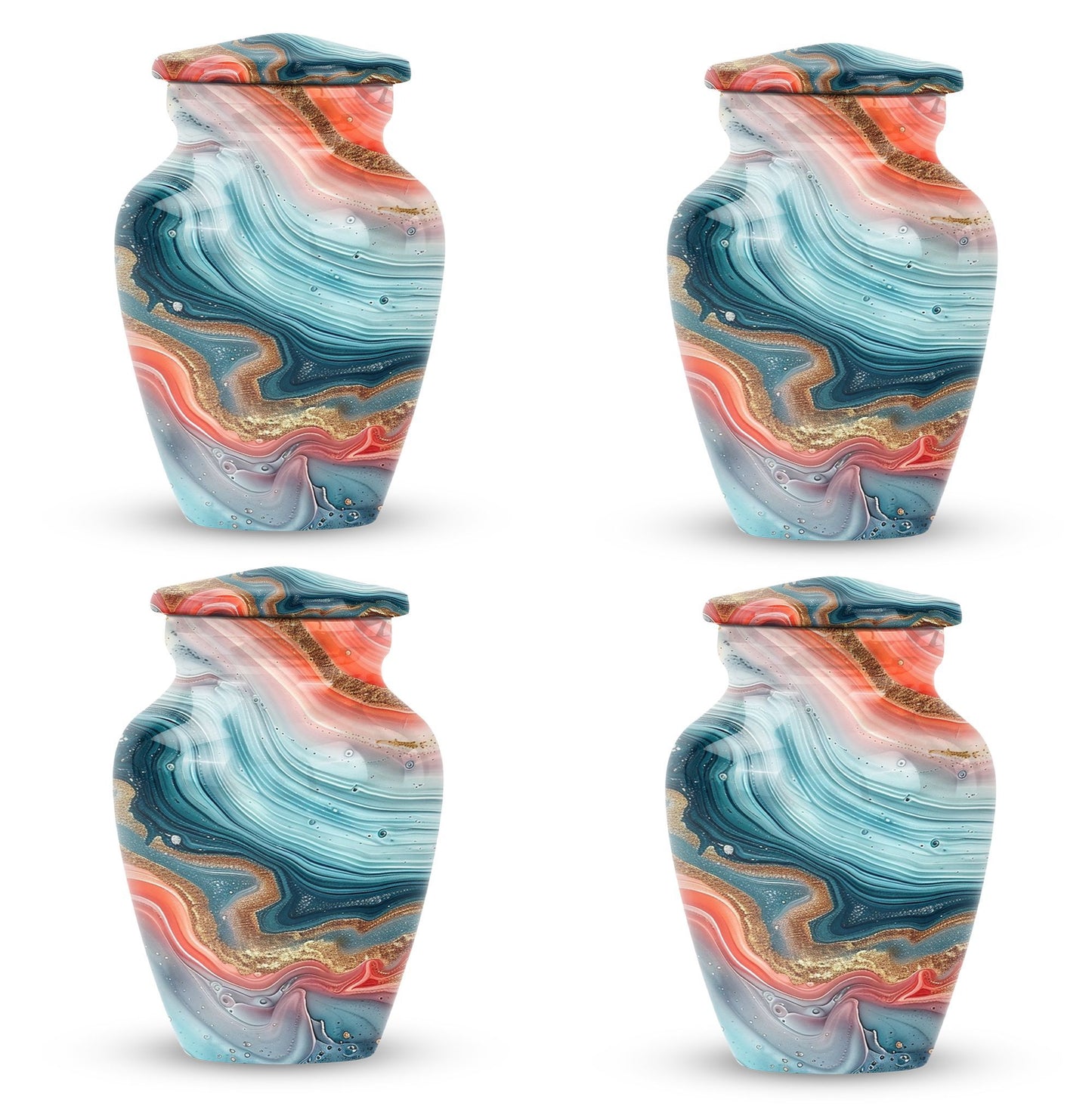 Abstract classic memorial urn for adult ashes with personalized engraving