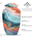 Abstract classic memorial urn for adult ashes with personalized engraving