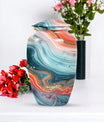 Abstract classic memorial urn for adult ashes with personalized engraving