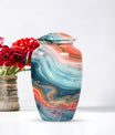 Abstract classic memorial urn for adult ashes with personalized engraving